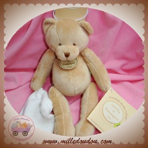 DOUDOU ET COMPAGNIE OURS BEIGE MARRON MOUCHOIR ECRU TATOO