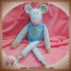 BOUT'CHOU MONOPRIX DOUDOU SOURIS BLEU TISSU RAYE SOS