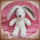 POMMETTE DOUDOU LAPIN BLANC INTERIEUR OREILLE TAUPE SOS