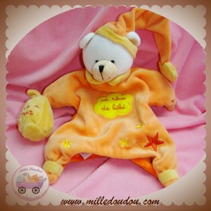 BABYNAT BABY NAT SOS DOUDOU OURS MARIONNETTE ORANGE POUDRE A DORMIR