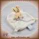 DOUDOU ET COMPAGNIE LAPIN BEIGE CORPS PLAT BLANC TAUPE COL GRIS