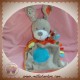 NICOTOY SOS DOUDOU LAPIN GRIS PLAT VENTRE ORANGE BLEU ECHARPE