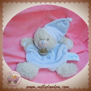 BABYNAT DOUDOU OURS GRIS PLAT BLEU POIL CROIX SOS