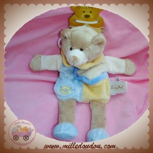 BABYNAT BABY NAT SOS DOUDOU OURS BEIGE MARIONNETTE ECRU BLEU JAUNE