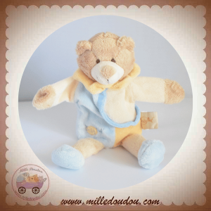 BABYNAT BABY NAT SOS DOUDOU OURS BEIGE MARIONNETTE ECRU BLEU JAUNE