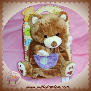 BABYNAT BABY NAT DOUDOU OURS MARIONNETTE MARRON VIOLET SOS