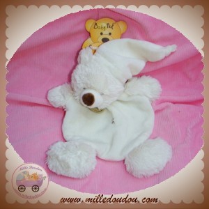 BABYNAT SOS DOUDOU OURS PLAT BLANC POIL CROIX SOS