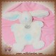 BABYNAT SOS DOUDOU LAPIN BLANC PLAT BLEU POIL CROIX SOS