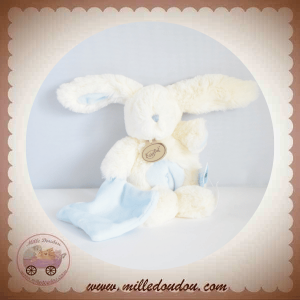 BABYNAT SOS DOUDOU LAPIN BLANC POIL MOUCHOIR BLEU