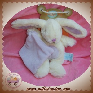 BABYNAT SOS DOUDOU LAPIN BLANC POIL MOUCHOIR VIOLET SOS