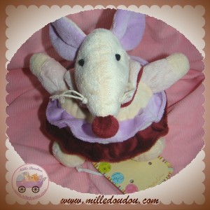 BABYNAT DOUDOU SOURIS ECRU BOULE VIOLET BORDEAUX SOS