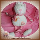 BABYNAT BABY NAT DOUDOU LAPIN BLANC RAYE ROSE FLEUR COEUR SOS