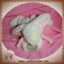 DOUDOU ET COMPAGNIE LAPIN BONBON ALLONGE BLANC ROSE 16 cm SOS