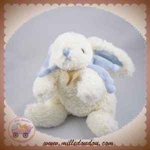 DOUDOU ET COMPAGNIE SOS LAPIN BONBON ALLONGE BLANC BLEU 16 CM