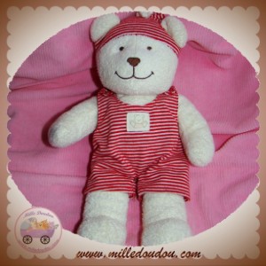 NICOTOY SOS DOUDOU OURS BLANC BARBOTEUSE HABIT ROUGE RAYE