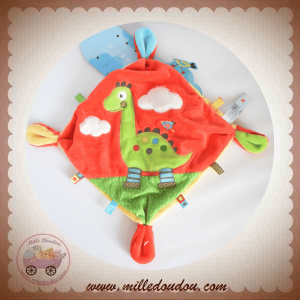 NICOTOY DOUDOU MOUCHOIR PLAT ROUGE DINOSAURE DRAGON ROUGE
