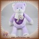 MUSTI MUSTELA DOUDOU OURS VIOLET BLANC COEUR SOS