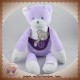 MUSTI MUSTELA DOUDOU OURS VIOLET BLANC COEUR SOS