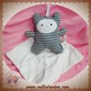 BERLINGOT SOS DOUDOU LAPIN RAYE BLEU GRIS MOUCHOIR SOS