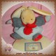 KALOO SOS DOUDOU LAPIN HIVER GRIS ROUGE