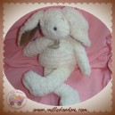 HISTOIRE D'OURS DOUDOU LAPIN BLANC ECRU BOUCLETTE MARRON SOS