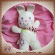 NICOTOY SOS DOUDOU LAPIN BLANC ECHARPE RAYE ROSE FLEUR BABY 23 CM