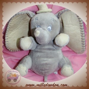 NICOTOY DOUDOU ELEPHANT DUMBO GRIS BILLES 24 cm DISNEY SOS