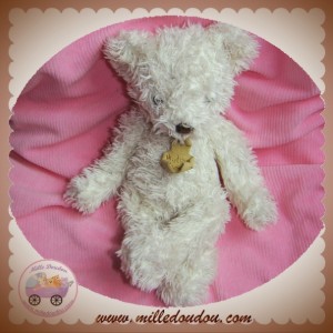 HISTOIRE D'OURS DOUDOU OURS BLANC ECRU BOUCLETTE POIL SOS