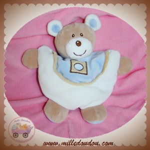 AJENA SOS DOUDOU OURS BEIGE QUASI PLAT ROSE BLANC BLEU  SOS