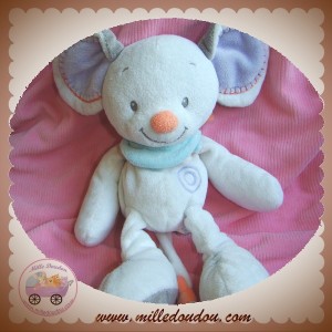 NATTOU SOS DOUDOU SOURIS BLANCHE BLEU BUBBLES 28 cm SOS