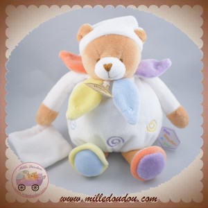 DOUDOU ET COMPAGNIE SOS OURS BLANC NUAGE PETALES MOUCHOIR