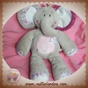 NOUKIE'S SOS DOUDOU ELEPHANT KALI TIDOU GRIS MAUVE ROSE FLEUR SOS