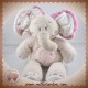 NOUKIE'S SOS DOUDOU ELEPHANT KALI TIDOU GRIS MAUVE ROSE FLEUR SOS