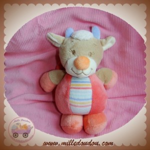 NATTOU DOUDOU ZAMIS VACHE BEIGE ROSE HOCHET SOS