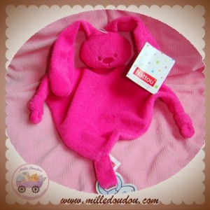 NATTOU SOS DOUDOU LAPIN PLAT ROSE NOEUD ATTACHE TETINE