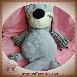 COCKTAIL SOS DOUDOU CHAT GRIS TISSU VICHY VERT COCKTAIL SOS DOUDOU CHAT GRIS TISSU VICHY VERT
