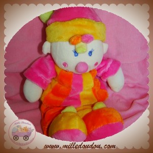 MGM SOS DOUDOU CLOWN JAUNE ORANGE ROSE HOCHET