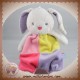 SUCRE D'ORGE SOS DOUDOU LAPIN GRIS PLAT CARRE ROSE VIOLET VERT