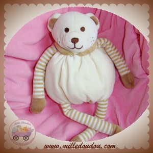 ALOHA SOS DOUDOU OURS BOULE ECRU RAYE BEIGE WIKITA