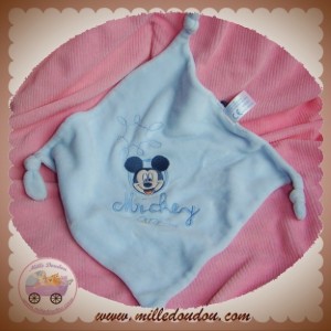 DISNEY SOS DOUDOU MOUCHOIR PLAT BLEU CLAIR MICKEY NOEUD CARREFOUR