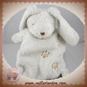 NICOTOY DOUDOU LAPIN PLAT RECTANGLE BLANC EMPREINTE MARRON SOS