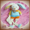 BABYNAT SOS DOUDOU LAPIN BLANC CORPS  BLEU ORANGE JAUNE MOUCHOIR