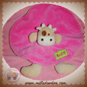 MAXITA SOS DOUDOU VACHE GIRAFE BABY PLAT ROND ROSE VERT