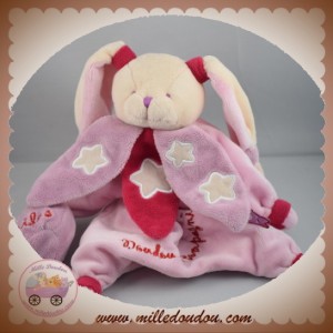 DOUDOU ET COMPAGNIE SOS LAPIN MARIONNETTE ROSE POUDRE ETOILE FLUORESCENT DC2159