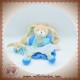 DOUDOU ET COMPAGNIE LAPIN MARIONNETTE PINOU BLEU AVEC BEBE PELUCHE