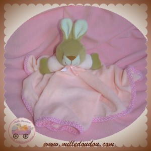 SIMPSON TRADING DOUDOU LAPIN BEIGE CARRE PLAT ROSE SOS