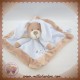 NICOTOY DOUDOU LAPIN TAUPE PLAT CARRE BLEU SOS