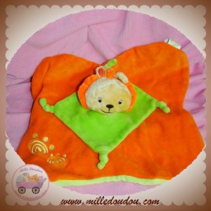 LOGITOYS BABY SMILE SOS DOUDOU LION PLAT ORANGE VERT