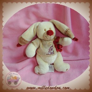 NICOTOY DOUDOU LAPIN BASTIEN VESTE BEIGE BOUT BORDEAUX 14 CM SOS