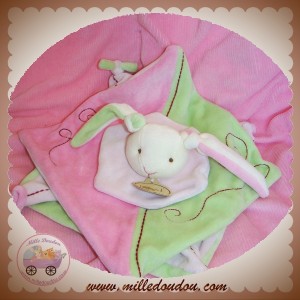 BABYNAT BABY NAT DOUDOU LAPIN BLANC PLAT VERT ROSE PAPILLON SOS